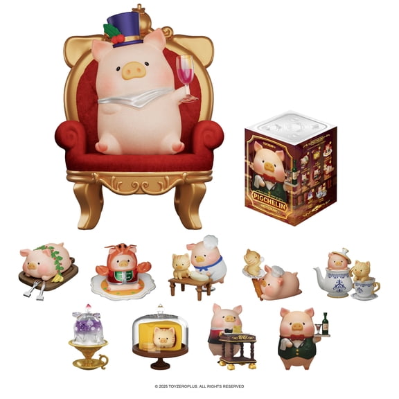 TOYZERO + Lulu The Piggy Blind Box Figures - Pigchelin Restaurant Series Blind Boxes Mystery Box Cute Figurines Collectible Toys Home Desk Decorations Holiday Birthday Gifts, Single Box