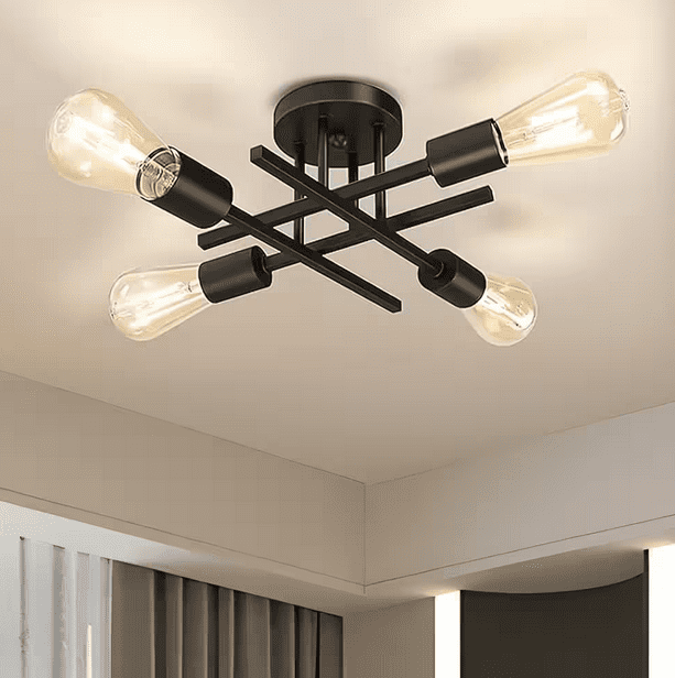 16.5" Black Metal Sputnik Outdoor Ceiling Light