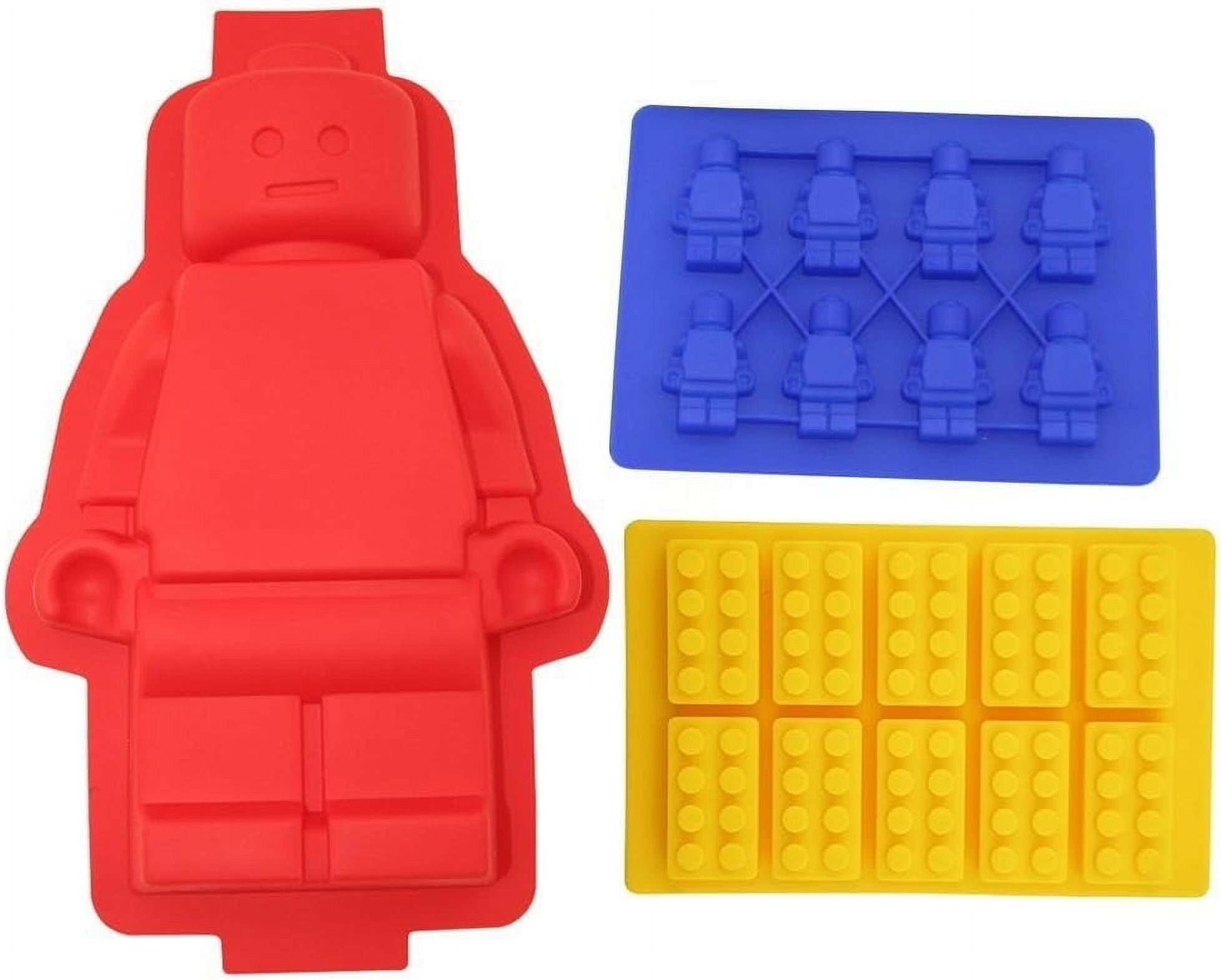 TOZNKKI Silicone Ice Cube Tray 3-Cavity Robot and Minifigure Mold, 3 ...