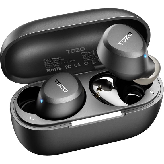 TOZO A1 Wireless Earbuds Bluetooth 5.3 Light Weight in Ear IPX5 Waterproof Headphones 2 Mic for AI Calls, Immersive Premium Sound Bass Headset with Charging Case, 32 Presets EQ Customization via App