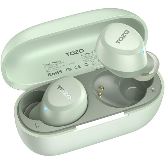 TOZO A1 Mini Earbuds Wireless Bluetooth Headphones, 32H, AI Noise Cancelling Mic, Stereo Bass, Clear Calls, Lightweight IPX5 Waterproof, App 32EQ, Green