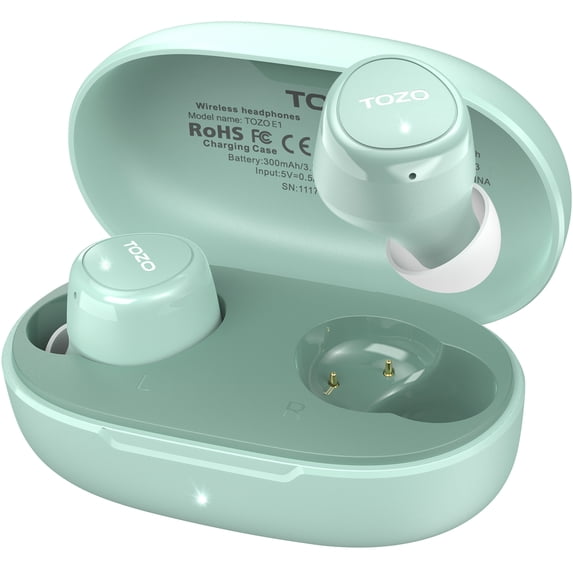 TOZO E1 Ear Buds, 30H, Clear Mic, APP-32EQ, IPX6, Bluetooth 5.3, Green