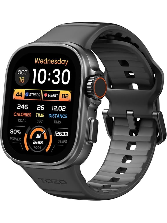 GPS 1.95" AMOLED Men Women's Smart Watch with Bluetooth Answer/Calls, 15-Day Battery, 100+Sports Modes, 5ATM Waterproof Fitness Tracker Fits for Android Iphone, Perfect Gift
