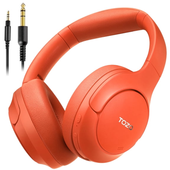 TOZO HT2 Hybrid ANC Over Ear Wire & Wireless Headphones,Bluetooth 5.3,60H Play,Hi-Res Audio,Foldable Adjustable Headband,App Controlled 32EQ,Comfort Earcup for Home Sport,Travel,Office,Red