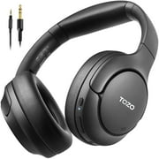 TOZO HT2 Hybrid ANC Over Ear Wire & Wireless Headphones,Bluetooth 5.3,60H Play,Hi-Res Audio,Foldable Adjustable Headband,App Controlled 32EQ,Comfort Earcup for Home Sport,Travel,Office,Black