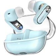 TOZO AI Translation Hybrid Active Noise Cancelling Earbuds, 100+ Languages, 70H, Smart ENC AI Calls, Stereo Bass with App-32EQ, IPX5 Waterproof Bluetooth 5.4 Headphones, Sleek Transparent Design