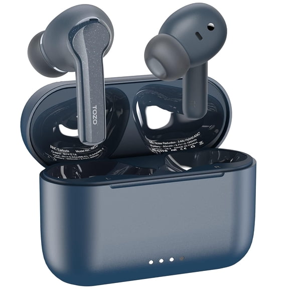 TOZO NC2 Noise Cancelling Earbuds Wireless, Bluetooth in-Ear Detection Headphones, 42H Play, ENC Mic Clear Calls, Stereo Bass, IPX6 Waterproof, Transparency Mode, Wireless Charging, One-Step Pairing