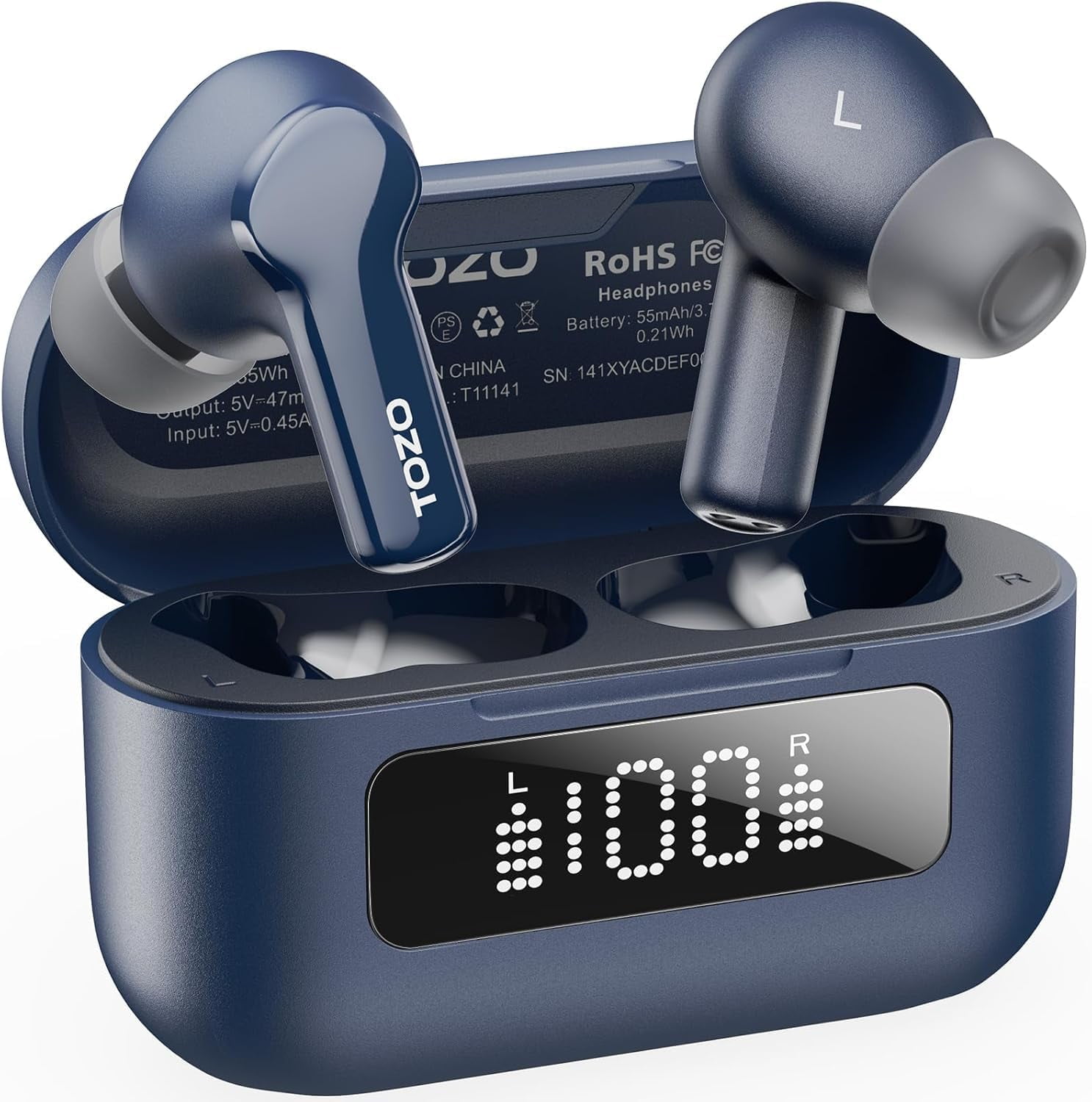 TOZO AI Translation Noise Cancelling Earbuds Wireless, Bluetooth Headphones, 68H Play, 6-Mic ENC Clear Calls, Stereo Bass with APP-32EQ, LED Power Display, IPX8 Waterproof, Fast Pairing & Low Latency