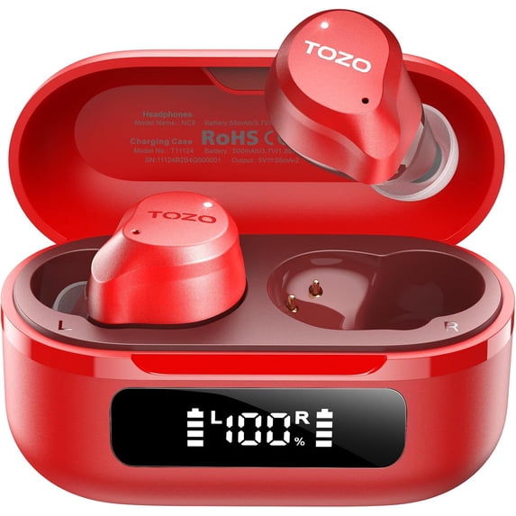 TOZO NC9 AI Translation Hybrid Active Noise Cancelling Wireless Earbuds(100+ Languages) 10H/60H, Stereo Bass, 6 Mic ENC Clear Calls, IPX8 Waterproof, APP Custom 32EQ, Bluetooth 5.3 in Ear Headphones