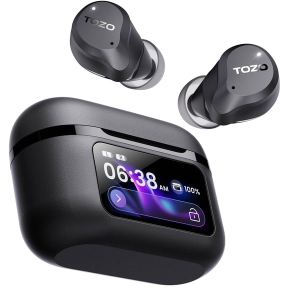 TOZO NC9 Pro Ai Translation Active Noise Cancelling Wireless Earbuds, 60H, Hi-Res Audio, 6-Mic ENC Clear Calls, Smart Touch Case, IPX8 Waterproof, Bluetooth 6.0 Headphones, ComfortFit for Daily Use