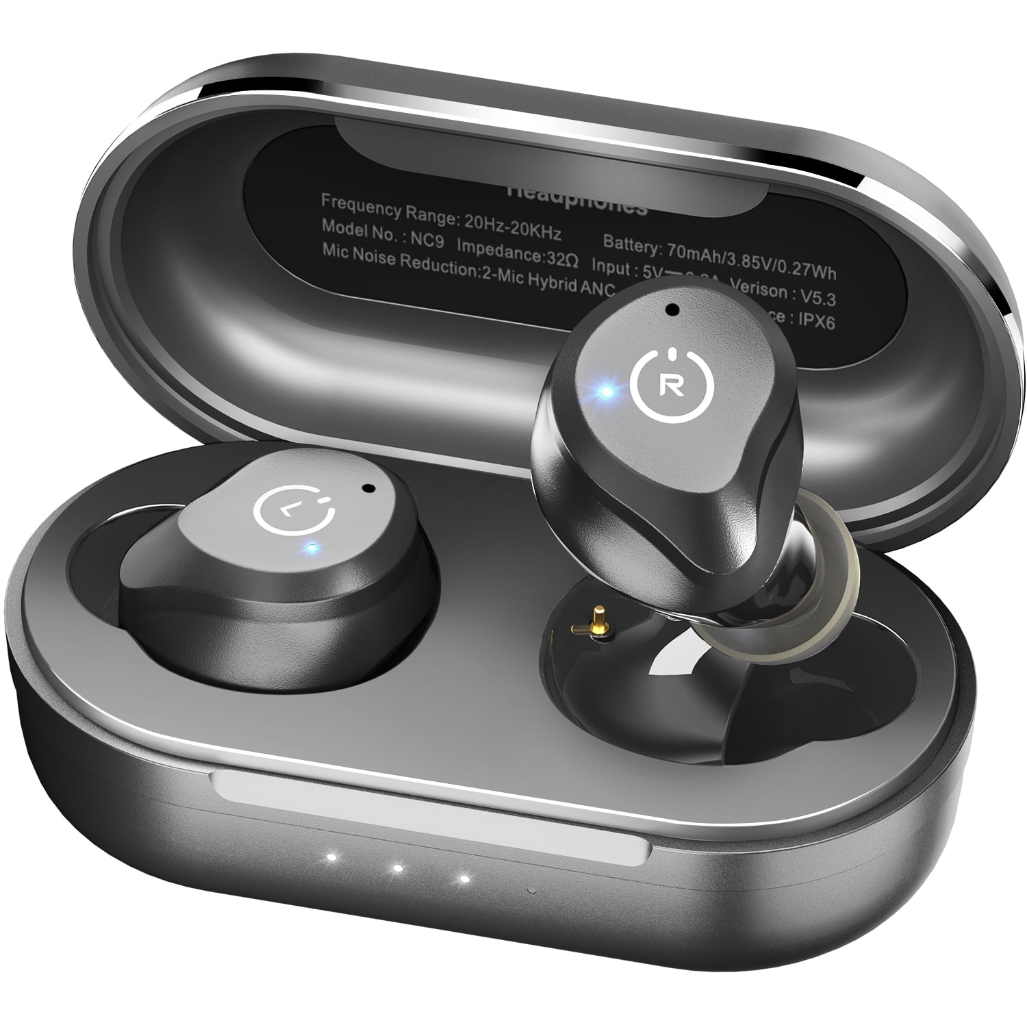 TOZO T6 Bluetooth Earbuds with Built in Mic & Wireless Charging Case Small  Compa