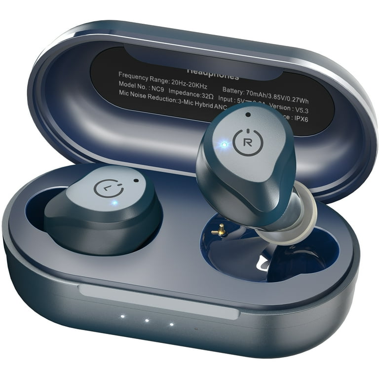 TOZO NC9 Advanced Wireless Earphones with Hybrid Noise Canceling Mic Blue Walmart