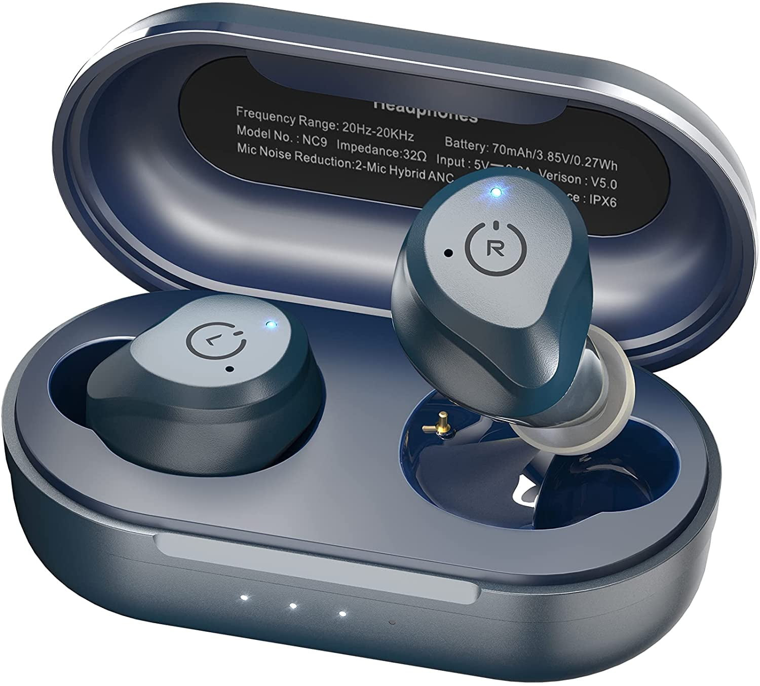 TOZO Wireless Earbuds Stereo Earbuds with 2 Active Noise Cancelling Mics,Deep Bass,59H Play,IPX6 Waterproof,Wireless Charging Case,Lightweight,Bluetooth 5.3 In-Ear Headphones for Sport Running Travel