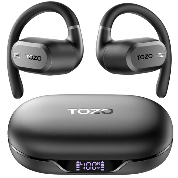 TOZO AI Translation Open Ear Earbuds, Open Ear Bone Conduction Headphones, 145+ Languages, 60H, Stereo Bass, Touch Control, APP-5EQ, Waterproof Lightweight Sports Headphones for Workout Gym, Office