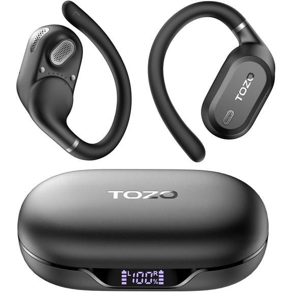 TOZO AI Translation Open Ear Earbuds, 164 Languages, 38H, Stereo Bass, Adjustable Earhooks, Touch Control Bluetooth Headphones, APP-5EQs, Waterproof Lightweight Comfort for Running, Office