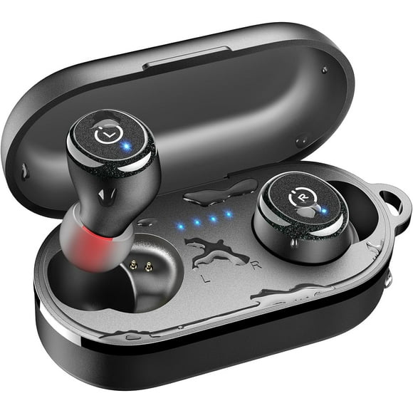 TOZO T10 In-Ear True Wireless Earbuds Bluetooth 5.3 In-Ear Headphones with Noise Cancelling Mic 55H Play IPX8 Waterproof,Bluetooth Earbuds with Wireless Charging Case,App 32EQ Stereo Earbuds - Black