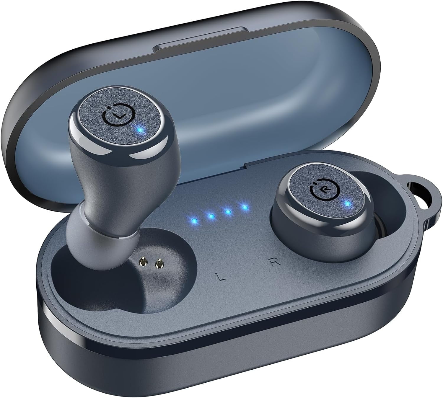 TOZO T10 Earbuds Wireless Bluetooth Headphones, 55H, Stereo Bass, App Customize 32 EQ, Wireless Charge, IPX8 Waterproof, 100+ White Noise Tracks, Ergonomic Design, Blue