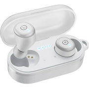 TOZO T10 Earbuds Bluetooth Wireless Headphones, 55H, Stereo Bass, App Customize 32 EQ, Wireless Charge, IPX8 Waterproof, 100+ White Noise Tracks, Ergonomic Design, White