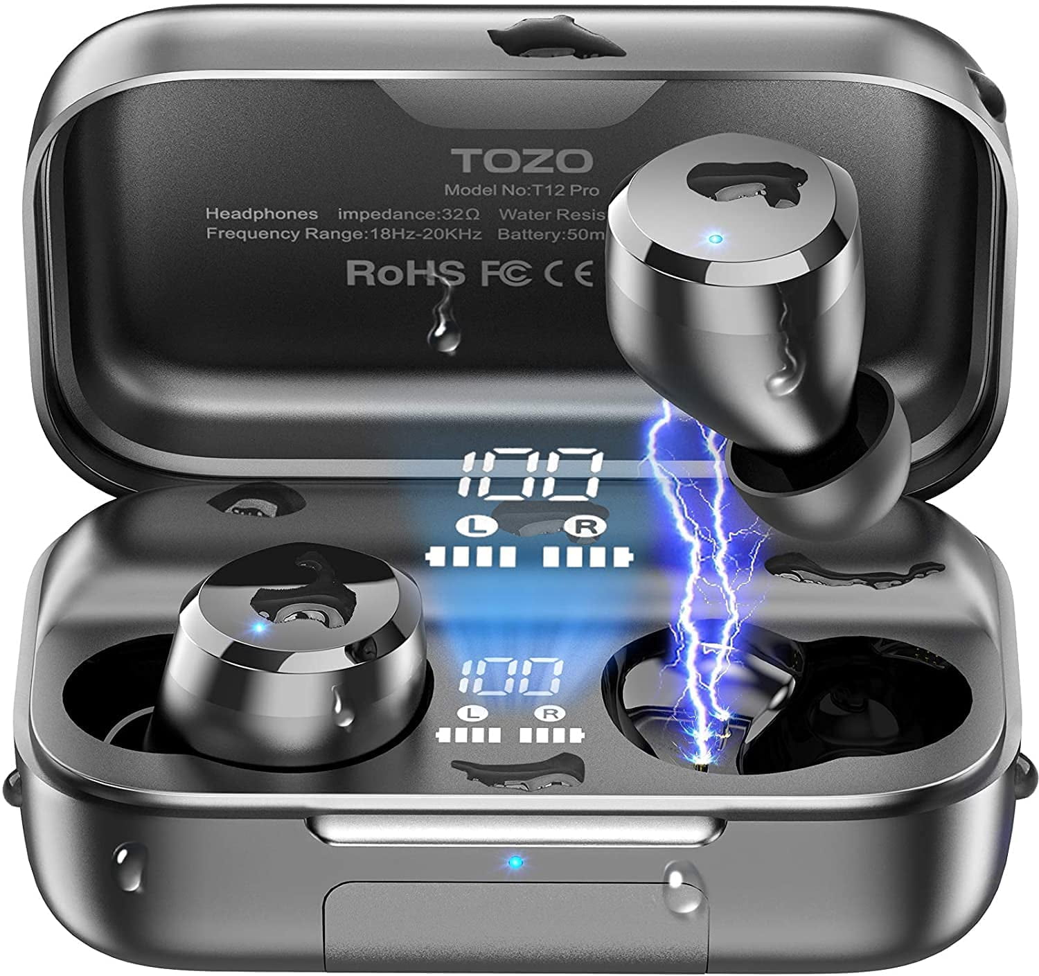 TOZO T12 Pro Wireless Earbuds, Qualcomm QCC3040 Chip, CVC 8.0 Call Noise  Reduction, IPX8 Waterproof, Touch Control