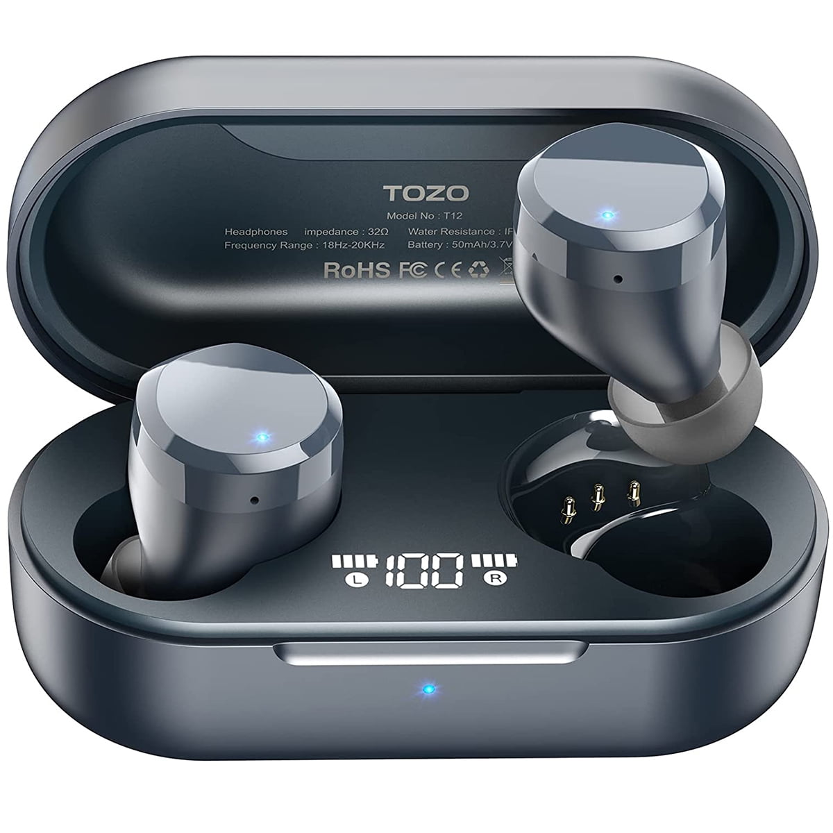 TOZO T12 Wireless Earbuds,Bluetooth 5.3 Version,OrigX Acoustic,IPX8  Waterproof - Red 