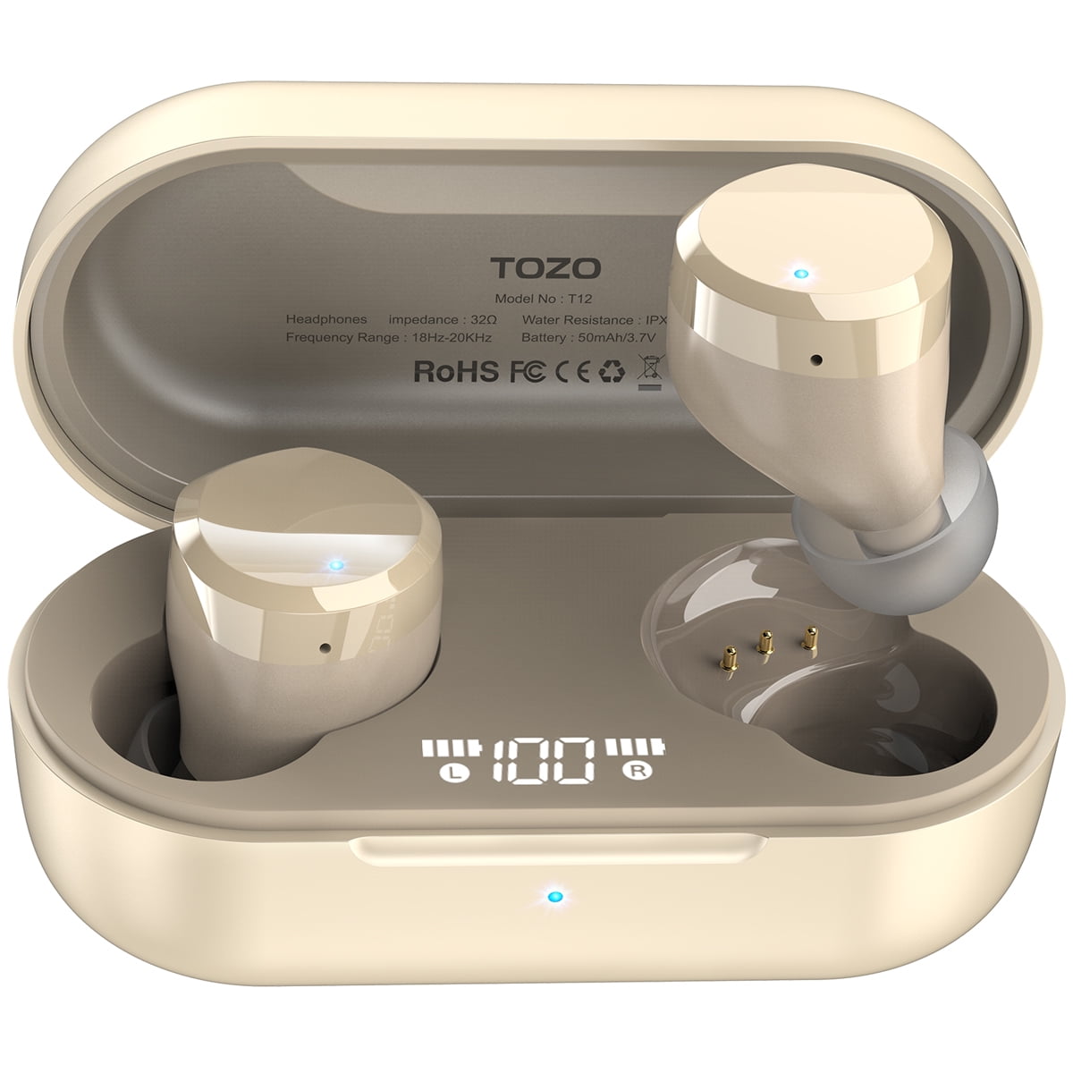 TOZO T12 2022 Wireless Earbuds Bluetooth 5.3 Headphones Premium Sound  Performance Touch Control LED Digital Display - AliExpress