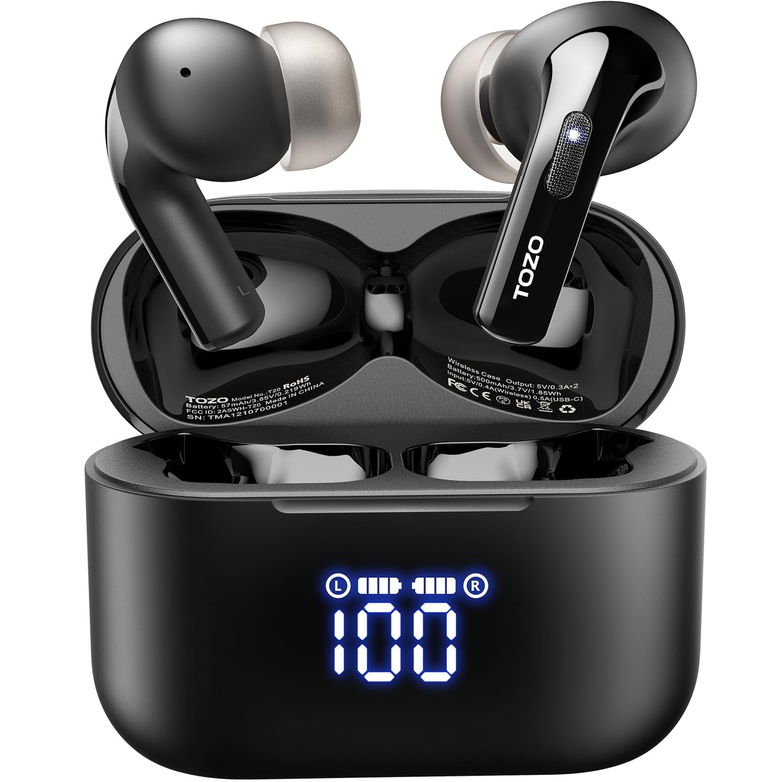 TOZO T20 Bluetooth Earbuds with Dual Microphone Noise Cancelling