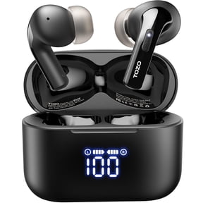 TOZO T20 ANC Bluetooth Wireless Earbuds, 49H Playtime, HiFi Stereo, IPX8 Waterproof, Wireless Charging, Black