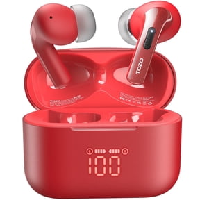 TOZO T20 Upgraded ANC+ENC Wireless Earbuds,App-Controlled 32EQ, Bluetooth 5.3,HiFi Stereo,49 Hrs Play,Wireless Charging,IPX8 Waterproof,Real-time LED Display,Comfort Fit for Home,Sports,Travel,Red