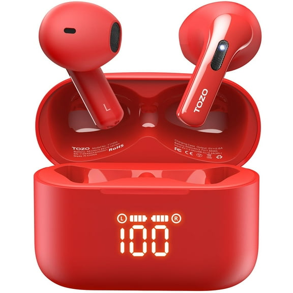 TOZO ANC ENC Wireless Earbuds Bluetooth 5.3 Headphones Stereo Ear buds IPX8 Waterproof in-Ear Earphones 44H Playback 2 DNS Noise Cancelling Mic Wireless Charging Case Dual LED Display for iOS Android