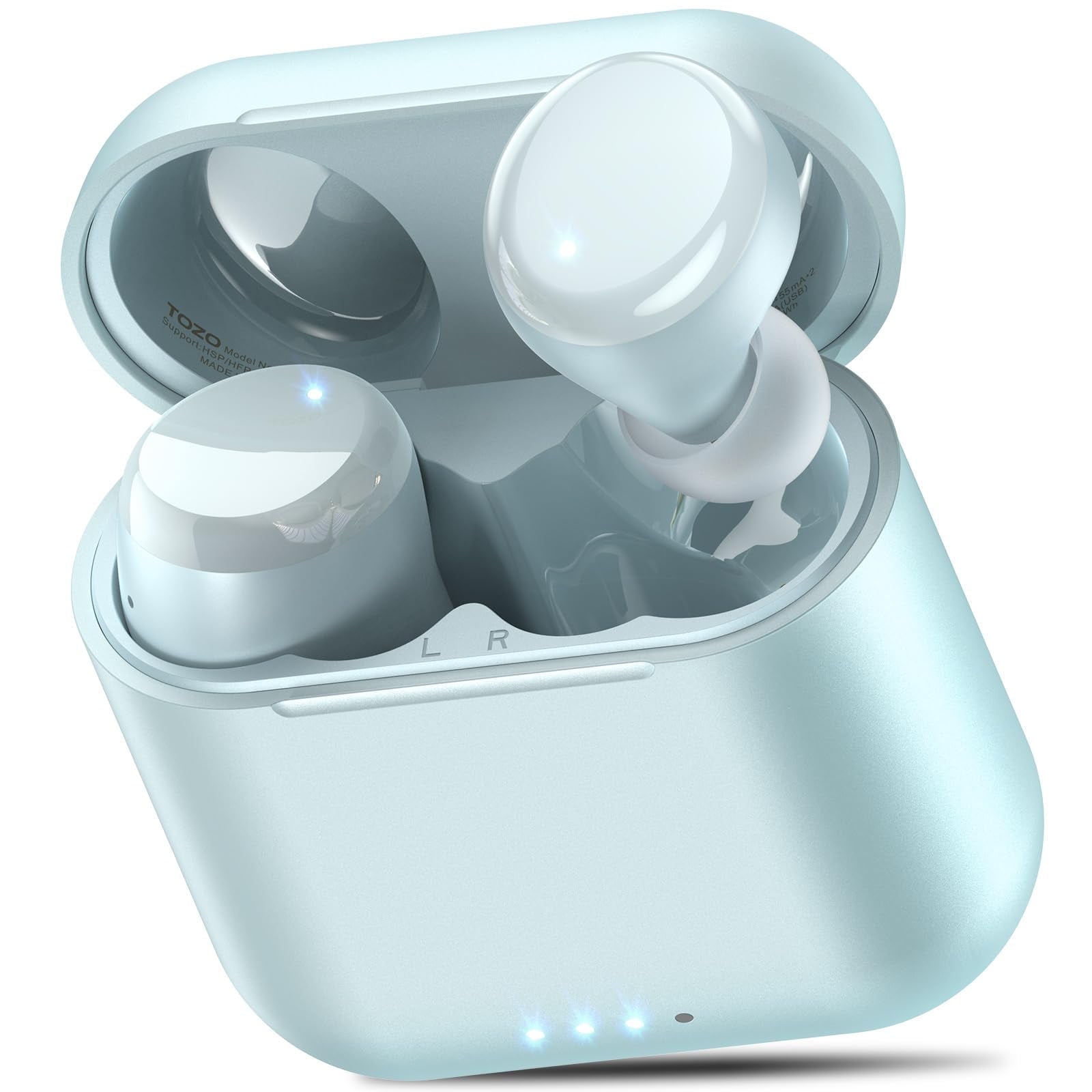 TOZO T6 Bluetooth Headphones Wireless Earbuds, 50H, AI Chat/Translation/Clear Mics, Stereo Bass, Wireless Charging, App-32EQ, IPX8 Waterproof Headphones, Blue