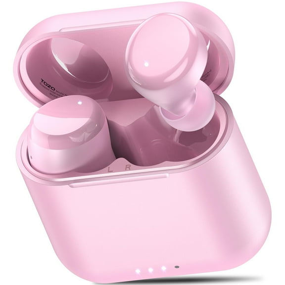 TOZO T6 Earbuds Wireless Bluetooth Ear Buds, 50H, AI Chat/Translation/Clear Mics, Stereo Bass, Wireless Charging, App-32EQ, IPX8 Waterproof Headphones, Rose Gold