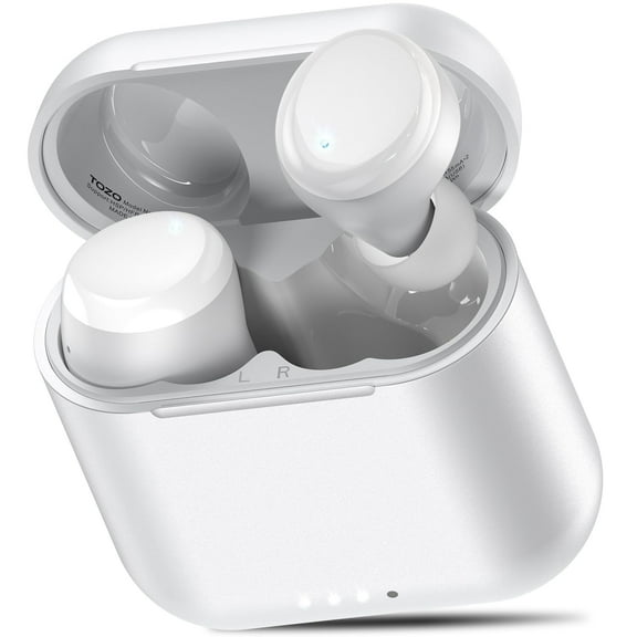 TOZO T6 Bluetooth Earbuds Bluetooth Headphones, 50H, AI Chat/Translation/Clear Mics, Stereo Bass, Wireless Charging, App-32EQ, IPX8 Waterproof Headphones, White