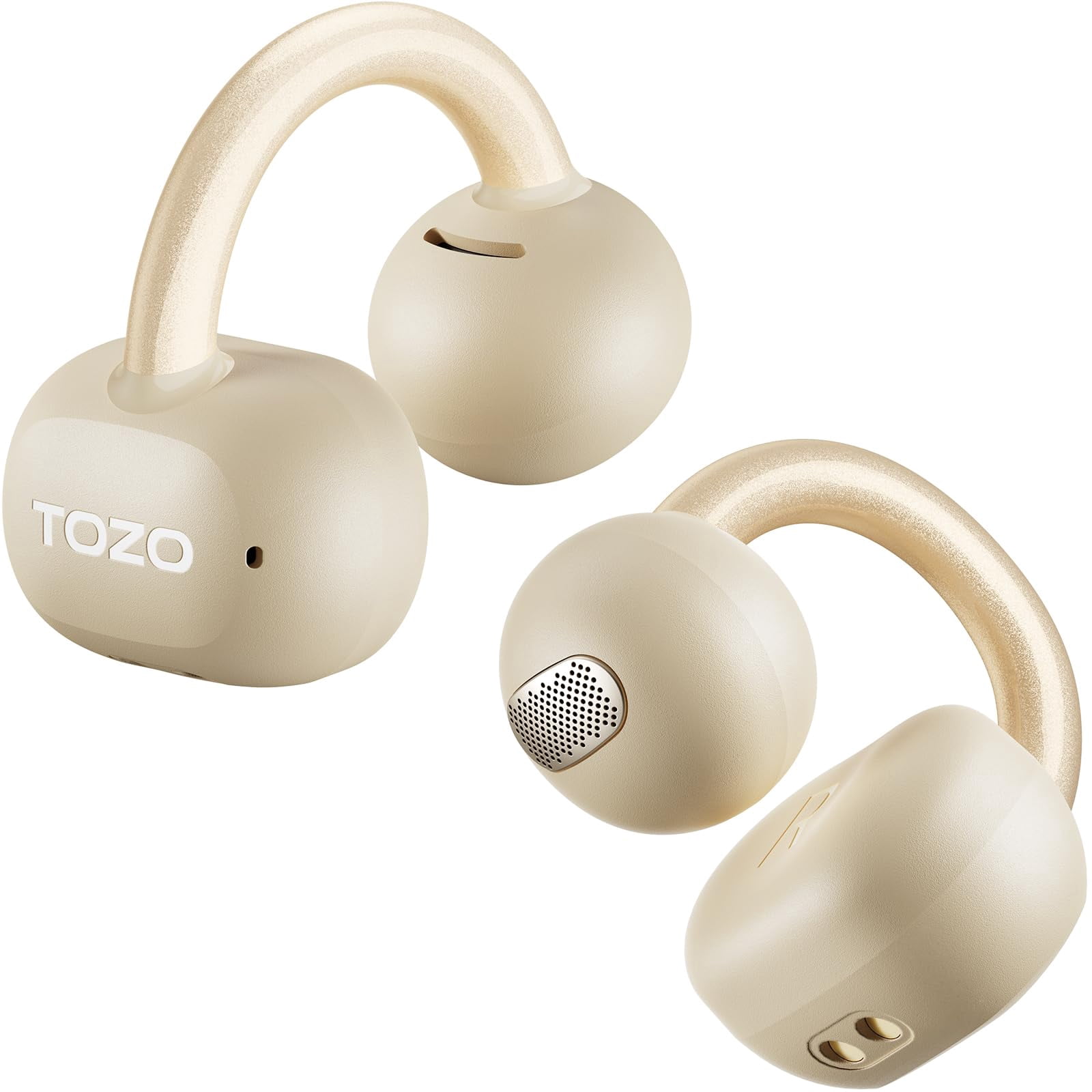 TOZO OpenEarRing True Open Ear Earbuds, Lightweight Comfort Open Ear Clip Wireless Earbuds, 40H Play Bluetooth 5.4 Headphones with Smart Digital Display Design Fit Sports Running, Workout