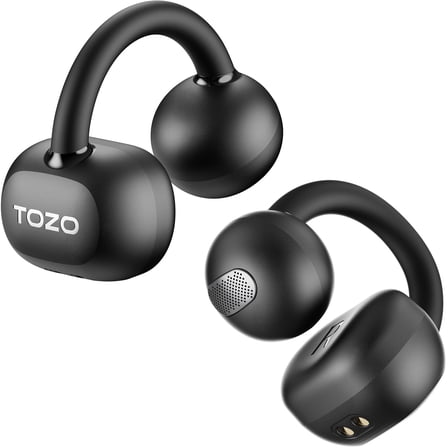 TOZO OpenEarRing Lightweight Open Ear Earbuds, 40H Play, AI Noise Cancelling Mic, Stereo Bass with App 32EQ, Digital Display, Waterproof Bluetooth 5.4 Headphones Comfort Fit Sports Running Workout