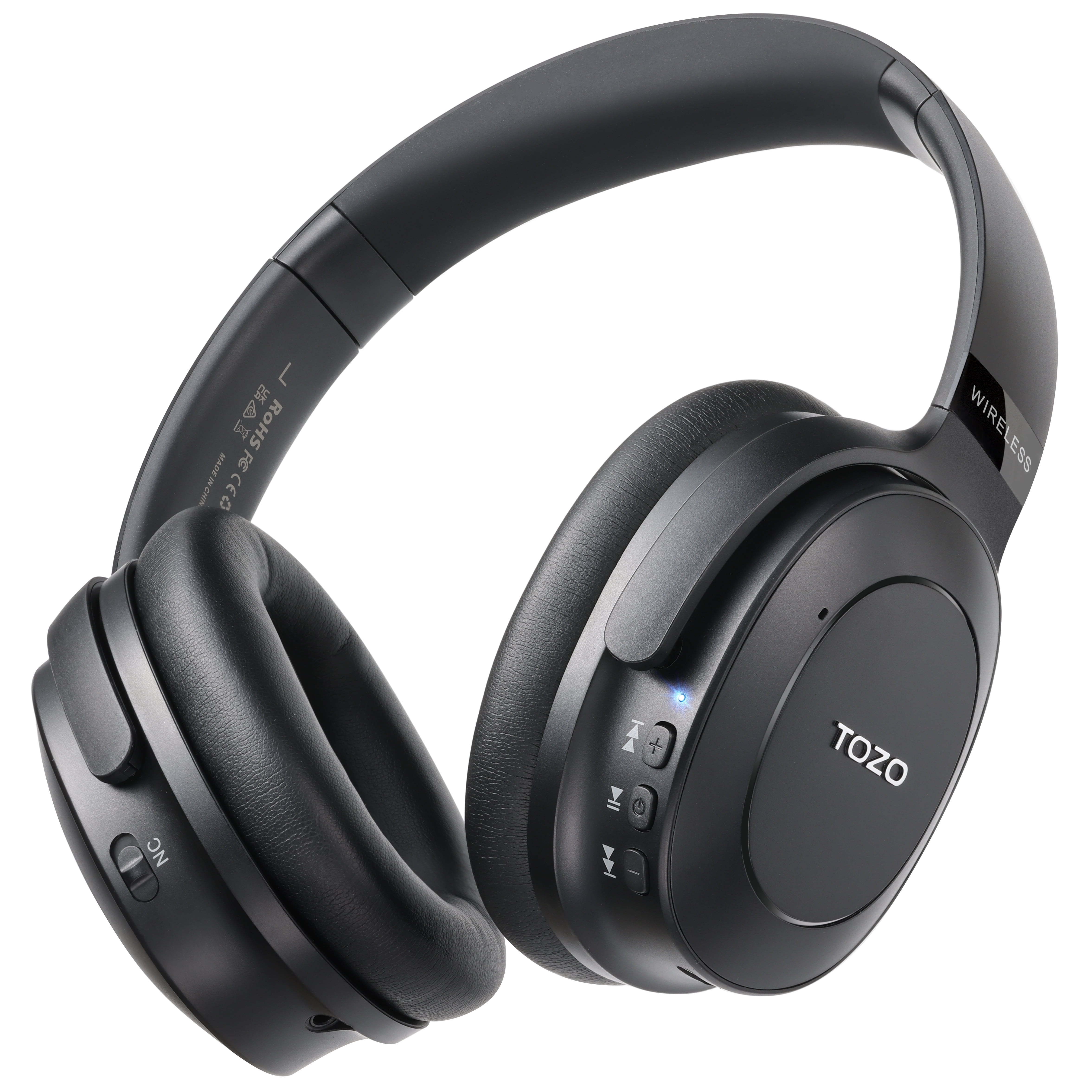 TOZO HT1 Over Ear Bluetooth 5.3 Headphones,ANC & ENC Noise Cancelling Clear Calls,40H Playtime,Custom 32EQ via App,Hi-Res Audio Deep Bass,Comfort Fit Ear Cups,Wireless Headphone for Sport Travel Home
