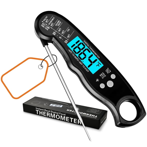 TP-01 Digital Cooking Thermometer, Backlight Display,Grade Probe, Accurate Readings for Beef, Poultry, Candy, Beer, Wine, Outdoor BBQ (Black)