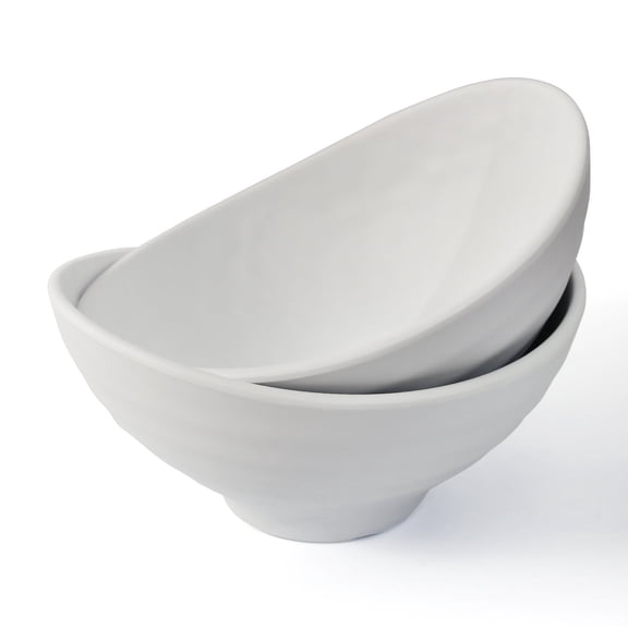 TP 10.5" Large Serving Bowls Set of 2, 90 OZ Melamine Bowls for Salads Pasta Cereals or Mixing, Dishwasher Safe, White