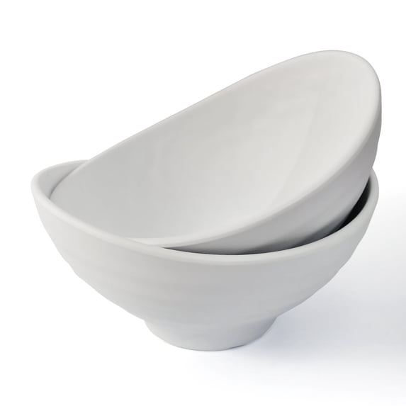TP 10.5" Large Serving Bowls Set of 2, 90 OZ Melamine Bowls for Salads Pasta Cereals or Mixing, Dishwasher Safe, White
