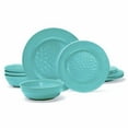 thumbnail image 1 of TP 12-Piece Dinnerware Set, Melamine Dishes Set with Bowls and Plates, Dinner Service for 4, Dishwasher Safe, Turquoise, 1 of 7