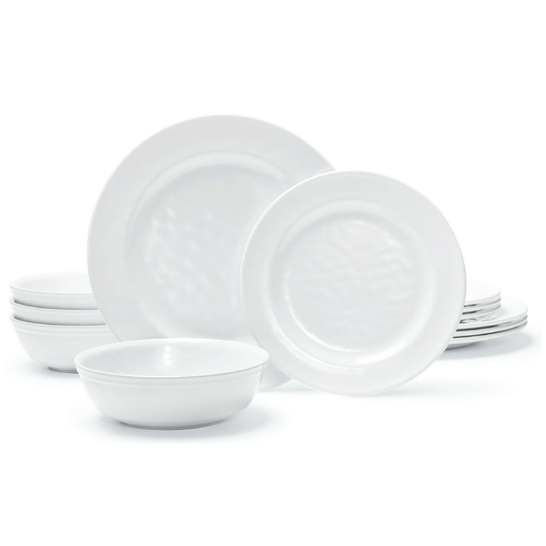 TP 12-Piece Melamine Dinnerware Set, Service for 4, Dishwasher