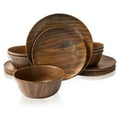 thumbnail image 1 of TP 18-Piece Dinnerware Set, Melamine Dinner Dishes Set with Bowls and Plates，Service for 6, Dishwasher Safe, Rosewood Grain, 1 of 7