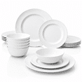 thumbnail image 1 of TP 18-Piece Pure White Melamine Dinnerware Set, Plates and Bowls Set, Service for 6, Dishwasher Safe, 1 of 10