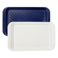 thumbnail image 1 of TP 2-Piece Melamine Serving Trays, Grill Prep and Serving Platters for Outdoor BBQ, Blue & White, 1 of 8