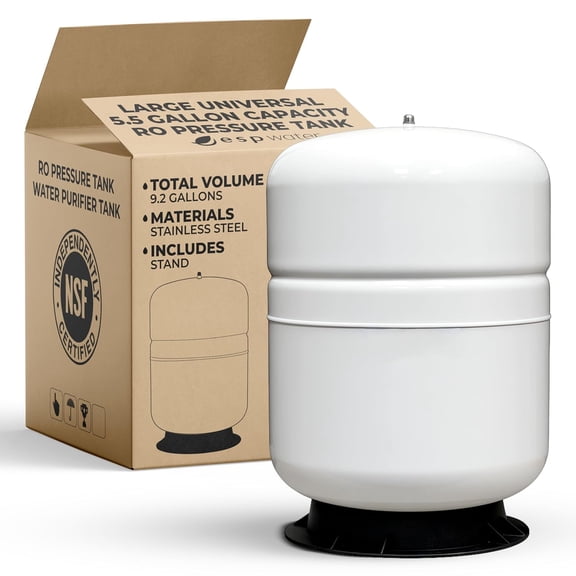 TP-35 RO Water Storage Tank, 9.2 Gal, Pre-Charged, 5.5 Gal Capacity