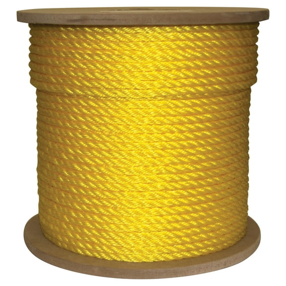 Rope King TP-38600Y, Twisted Poly Rope 3/8" x 600', Yellow, 1 Each