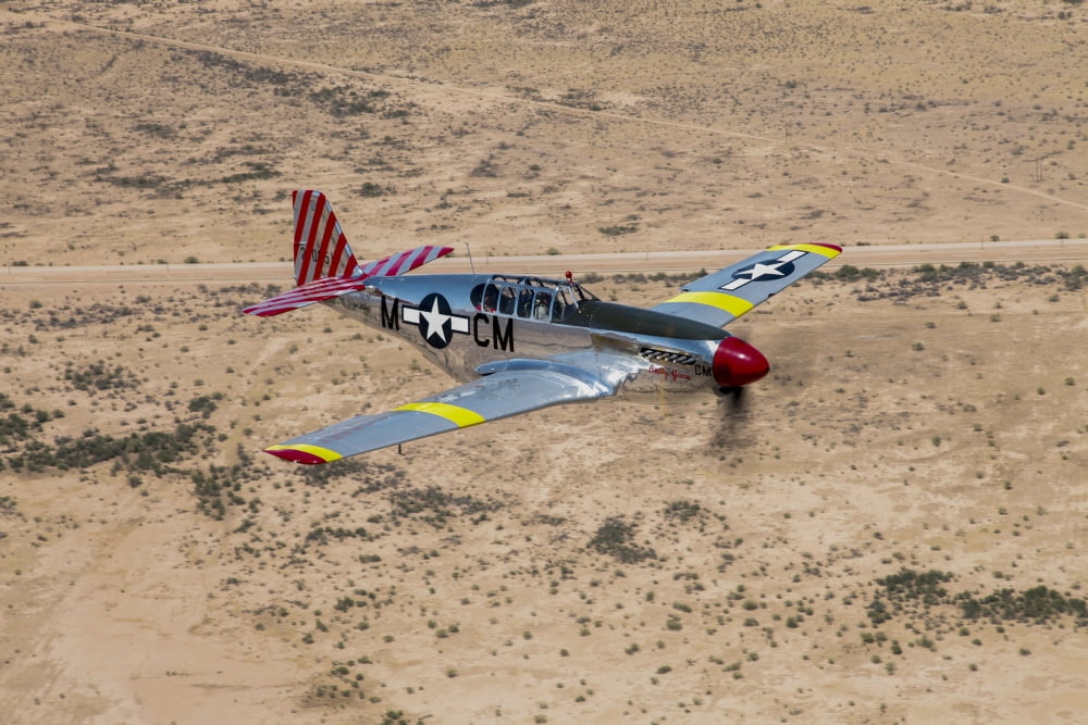 TP-51C Mustang over the central Arizona desert Canvas Art - Scott GermainStocktrek Images (18 x 12)