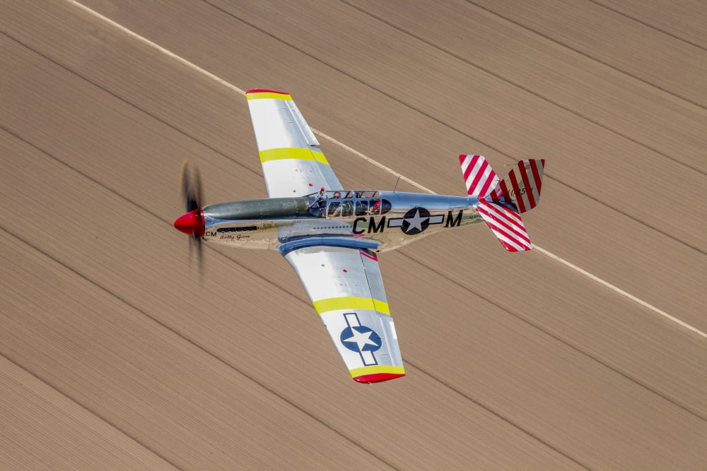 TP-51C Mustang over the central Arizona desert Canvas Art - Scott GermainStocktrek Images (18 x 12)