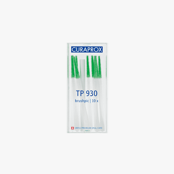 Curaprox TP 930 Brushpic, 10-Pack Interdental Picks with Soft Nylon Tips for On-the-Go Cleaning