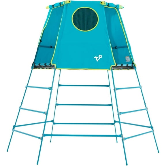 Explorer 2 Jungle Gym Climbing Set with Adjustable Steel Frame, Weather-Resistant Canopy & Platform, Outdoor Playset and Playground Equipment for Kids Ages 3-12, 220 lbs