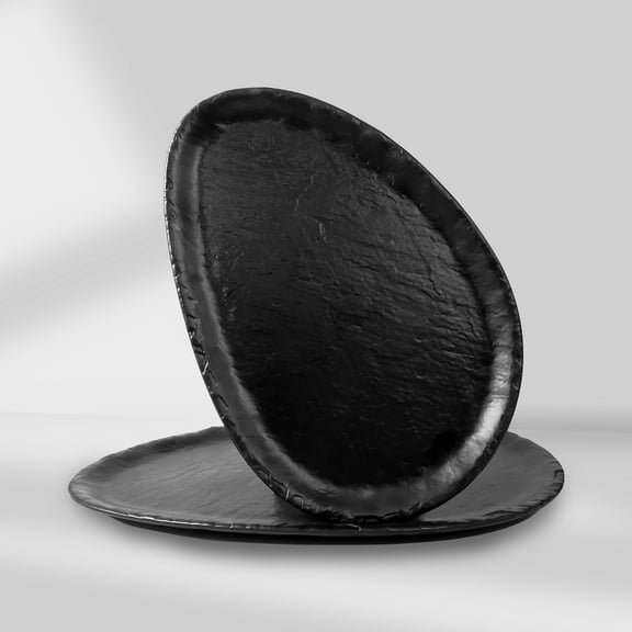 TP Dinnerware Set, Melamine Plates Set, Durable and lightweight Dinner Service Dishes, Set of 2, Black